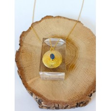 Ασημένιο κολιέ επίχρυσο με στρογγυλό με ζιργκόν (SN188)